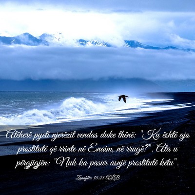 Picture 03 - Zanafilla 38:21 ALB - Atëherë pyeti njerëzit vendas duke thënë: - Bible Verse Picture
