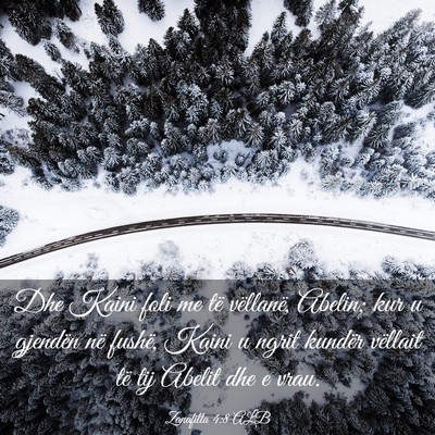 Picture 03 - Zanafilla 4:8 ALB - Dhe Kaini foli me të vëllanë, Abelin; kur u - Bible Verse Picture