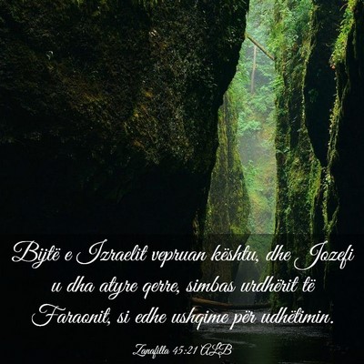 Picture 03 - Zanafilla 45:21 ALB - Bijtë e Izraelit vepruan kështu, dhe Jozefi u - Bible Verse Picture