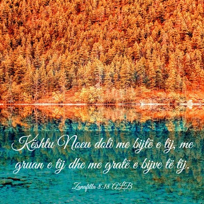 Picture 03 - Zanafilla 8:18 ALB - Kështu Noeu doli me bijtë e tij, me gruan e tij - Bible Verse Picture
