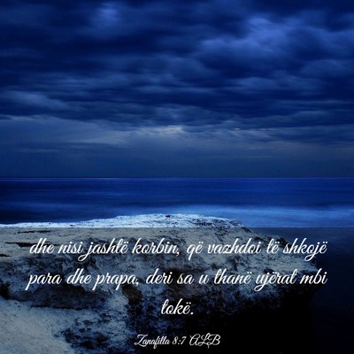 Picture 03 - Zanafilla 8:7 ALB - dhe nisi jashtë korbin, që vazhdoi të shkojë - Bible Verse Picture