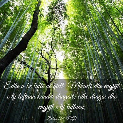 Picture 03 - Zbulesa 12:7 ALB - Edhe u bë luftë në qiell: Mikaeli dhe engjëjt - Bible Verse Picture