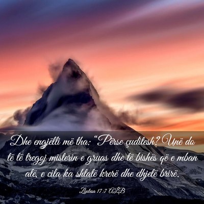 Picture 03 - Zbulesa 17:7 ALB - Dhe engjëlli më tha: “Përse çuditesh? Unë - Bible Verse Picture