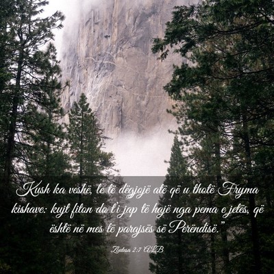 Picture 03 - Zbulesa 2:7 ALB - Kush ka veshë, le të dëgjojë atë që u - Bible Verse Picture