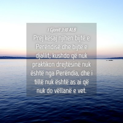 Picture 04 - 1 Gjonit 3:10 ALB - Prej kësaj njihen bijtë e Perëndisë dhe - Bible Verse Picture