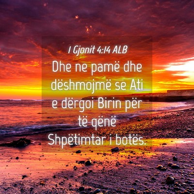 Picture 04 - 1 Gjonit 4:14 ALB - Dhe ne pamë dhe dëshmojmë se Ati e dërgoi - Bible Verse Picture
