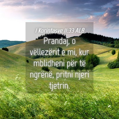 Picture 04 - 1 Korintasve 11:33 ALB - Prandaj, o vëllezërit e mi, kur mblidheni për - Bible Verse Picture