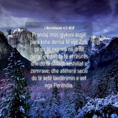 Picture 04 - 1 Korintasve 4:5 ALB - Prandaj mos gjykoni asgjë para kohe derisa të - Bible Verse Picture