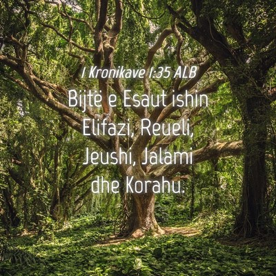Picture 04 - 1 Kronikave 1:35 ALB - Bijtë e Esaut ishin Elifazi, Reueli, Jeushi, - Bible Verse Picture