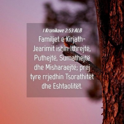 Picture 04 - 1 Kronikave 2:53 ALB - Familjet e Kirjath-Jearimit ishin Ithrejtë, - Bible Verse Picture