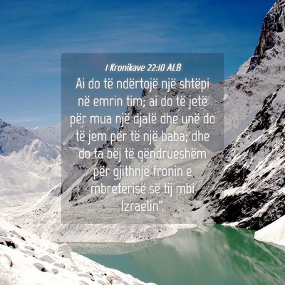 Picture 04 - 1 Kronikave 22:10 ALB - Ai do të ndërtojë një shtëpi në emrin tim; - Bible Verse Picture