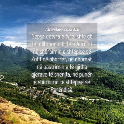 Picture 04 - 1 Kronikave 23:28 ALB - Sepse detyra e tyre ishte që të ndihmonin - Bible Verse Picture