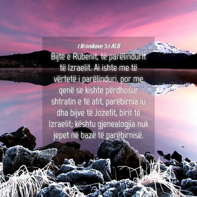 Picture 04 - 1 Kronikave 5:1 ALB - Bijtë e Rubenit, të parëlindurit të Izraelit. - Bible Verse Picture