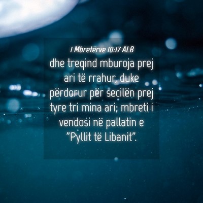 Picture 04 - 1 Mbretërve 10:17 ALB - dhe treqind mburoja prej ari të rrahur, duke - Bible Verse Picture