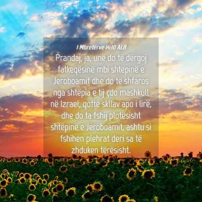 Picture 04 - 1 Mbretërve 14:10 ALB - Prandaj, ja, unë do të dërgoj fatkeqësinë - Bible Verse Picture