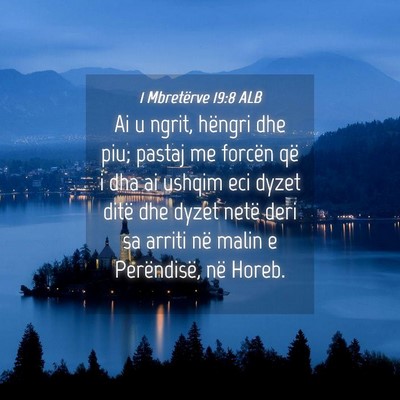 Picture 04 - 1 Mbretërve 19:8 ALB - Ai u ngrit, hëngri dhe piu; pastaj me forcën - Bible Verse Picture