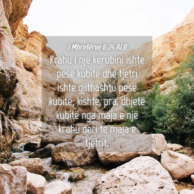 Picture 04 - 1 Mbretërve 6:24 ALB - Krahu i një kerubini ishte pesë kubitë dhe - Bible Verse Picture