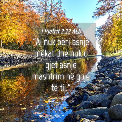 Picture 04 - 1 Pjetrit 2:22 ALB - “Ai nuk bëri asnjë mëkat dhe nuk u gjet - Bible Verse Picture