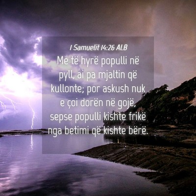 Picture 04 - 1 Samuelit 14:26 ALB - Me të hyrë populli në pyll, ai pa mjaltin që - Bible Verse Picture