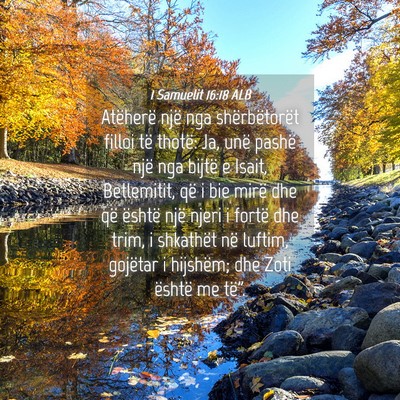 Picture 04 - 1 Samuelit 16:18 ALB - Atëherë një nga shërbëtorët filloi të - Bible Verse Picture
