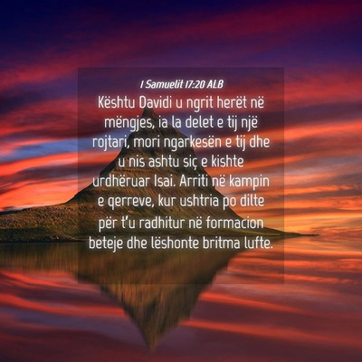 Picture 04 - 1 Samuelit 17:20 ALB - Kështu Davidi u ngrit herët në mëngjes, ia la - Bible Verse Picture