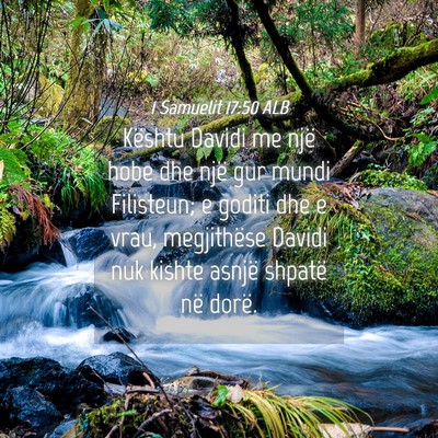 Picture 04 - 1 Samuelit 17:50 ALB - Kështu Davidi me një hobe dhe një gur mundi - Bible Verse Picture