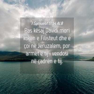 Picture 04 - 1 Samuelit 17:54 ALB - Pas kësaj Davidi mori kokën e Filisteut dhe e - Bible Verse Picture