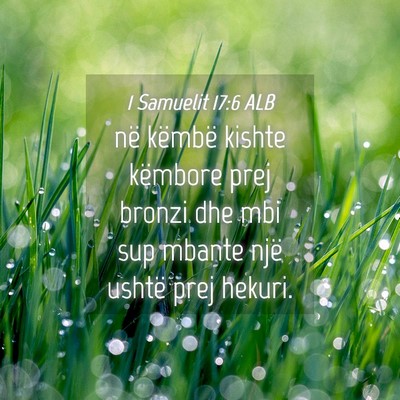 Picture 04 - 1 Samuelit 17:6 ALB - në këmbë kishte këmbore prej bronzi dhe mbi - Bible Verse Picture