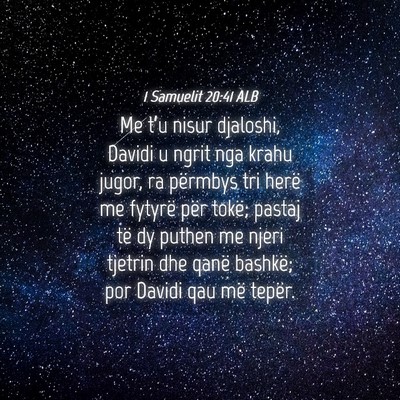 Picture 04 - 1 Samuelit 20:41 ALB - Me t’u nisur djaloshi, Davidi u ngrit nga krahu - Bible Verse Picture