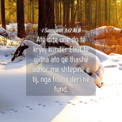 Picture 04 - 1 Samuelit 3:12 ALB - Atë ditë unë do të kryej kundër Eliut të - Bible Verse Picture