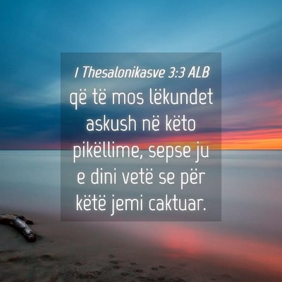 Picture 04 - 1 Thesalonikasve 3:3 ALB - që të mos lëkundet askush në këto - Bible Verse Picture