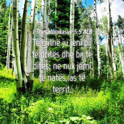 Picture 04 - 1 Thesalonikasve 5:5 ALB - Të gjithë ju jeni bij të dritës dhe bij të - Bible Verse Picture