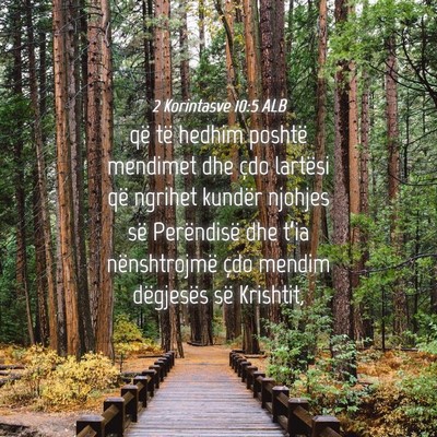 Picture 04 - 2 Korintasve 10:5 ALB - që të hedhim poshtë mendimet dhe çdo lartësi - Bible Verse Picture