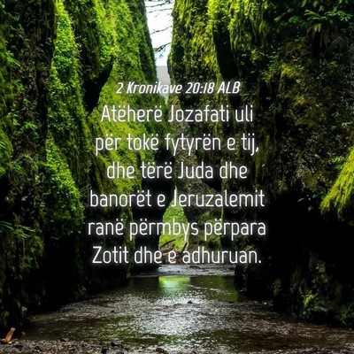 Picture 04 - 2 Kronikave 20:18 ALB - Atëherë Jozafati uli për tokë fytyrën e tij, - Bible Verse Picture