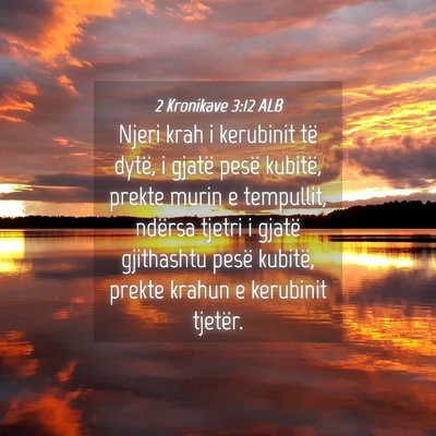 Picture 04 - 2 Kronikave 3:12 ALB - Njeri krah i kerubinit të dytë, i gjatë pesë - Bible Verse Picture