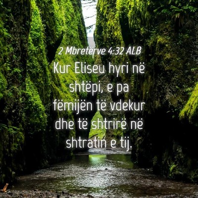 Picture 04 - 2 Mbretërve 4:32 ALB - Kur Eliseu hyri në shtëpi, e pa fëmijën të - Bible Verse Picture