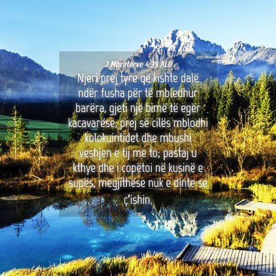 Picture 04 - 2 Mbretërve 4:39 ALB - Njeri prej tyre që kishte dalë ndër fusha për - Bible Verse Picture