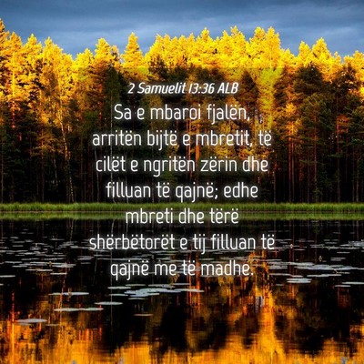 Picture 04 - 2 Samuelit 13:36 ALB - Sa e mbaroi fjalën, arritën bijtë e mbretit, - Bible Verse Picture