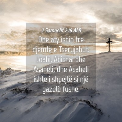 Picture 04 - 2 Samuelit 2:18 ALB - Dhe aty ishin tre djemtë e Tserujahut: Joabi, - Bible Verse Picture