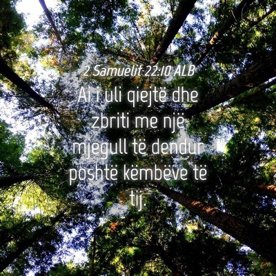 Picture 04 - 2 Samuelit 22:10 ALB - Ai i uli qiejtë dhe zbriti me një mjegull të - Bible Verse Picture