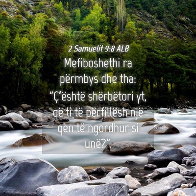 Picture 04 - 2 Samuelit 9:8 ALB - Mefiboshethi ra përmbys dhe tha: 