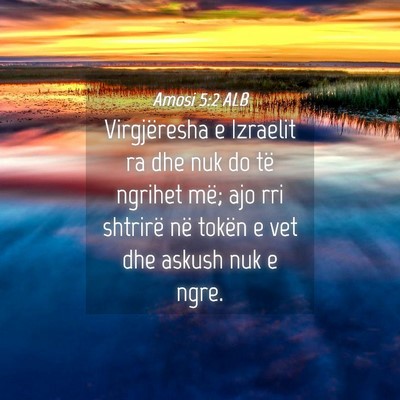 Picture 04 - Amosi 5:2 ALB - Virgjëresha e Izraelit ra dhe nuk do të ngrihet - Bible Verse Picture