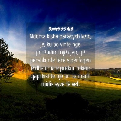 Picture 04 - Danieli 8:5 ALB - Ndërsa kisha parasysh këtë, ja, ku po vinte - Bible Verse Picture