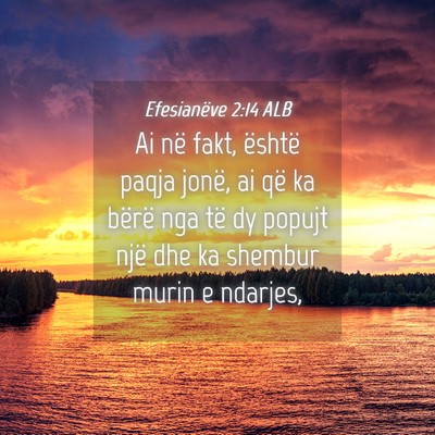 Picture 04 - Efesianëve 2:14 ALB - Ai në fakt, është paqja jonë, ai që ka - Bible Verse Picture