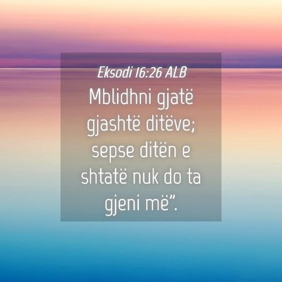 Picture 04 - Eksodi 16:26 ALB - Mblidhni gjatë gjashtë ditëve; sepse ditën e - Bible Verse Picture