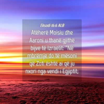 Picture 04 - Eksodi 16:6 ALB - Atëherë Moisiu dhe Aaroni u thanë gjithë - Bible Verse Picture