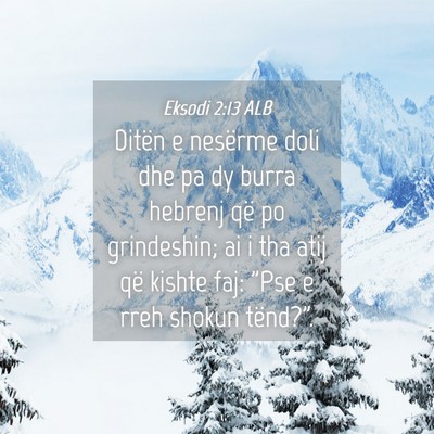 Picture 04 - Eksodi 2:13 ALB - Ditën e nesërme doli dhe pa dy burra hebrenj - Bible Verse Picture
