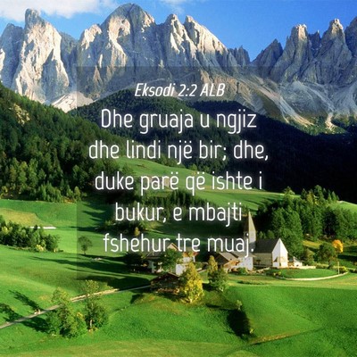 Picture 04 - Eksodi 2:2 ALB - Dhe gruaja u ngjiz dhe lindi një bir; dhe, duke - Bible Verse Picture