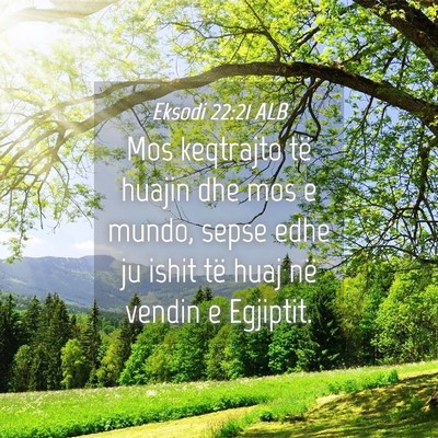 Picture 04 - Eksodi 22:21 ALB - Mos keqtrajto të huajin dhe mos e mundo, sepse - Bible Verse Picture
