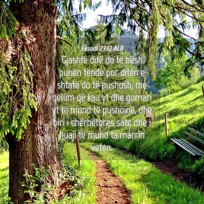 Picture 04 - Eksodi 23:12 ALB - Gjashtë ditë do të bësh punën tënde por - Bible Verse Picture